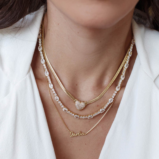 Colar Escrita Dinda Dourado