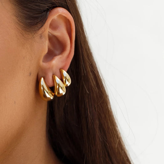 Brinco Trio Gotas Lisas Dourado