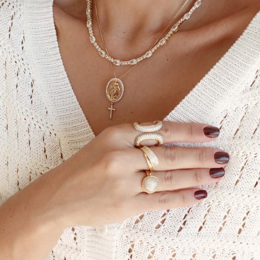 Anel Envolvente Parte Cravejada Dourado