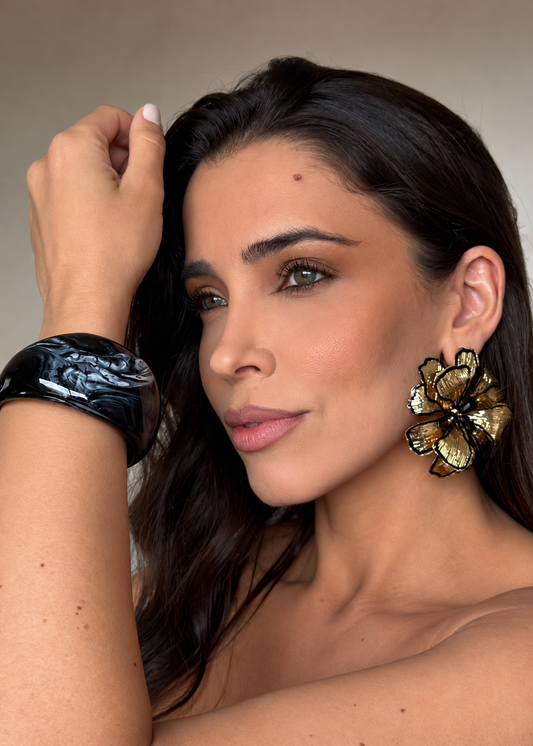 Conjunto Brinco Flor e Bracelete