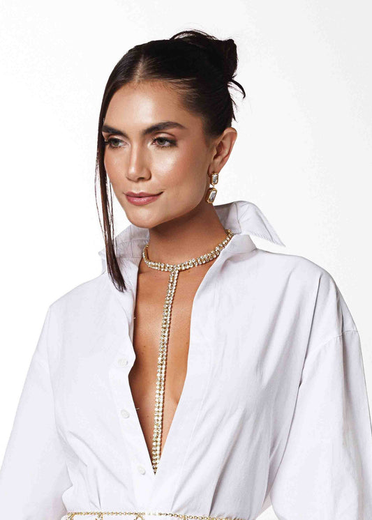 Body Chain de Brilho com Choker