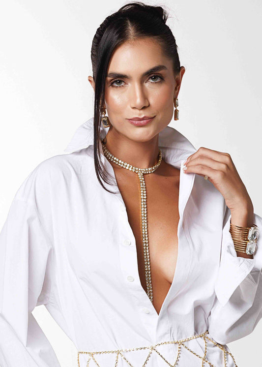 Body Chain de Brilho com Choker