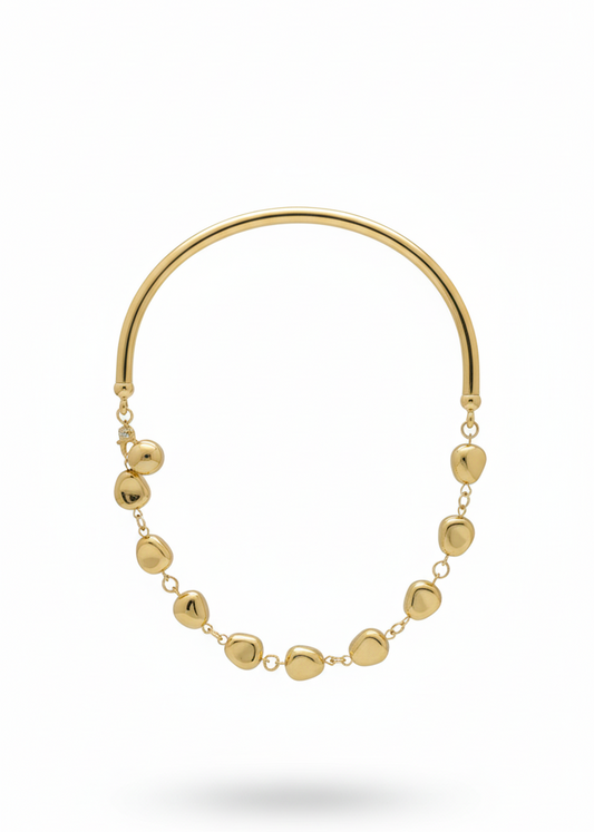 Colar Dourado Pedras Polidas