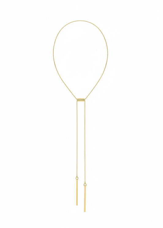 Colar Dourado Longo com Barras Pendentes