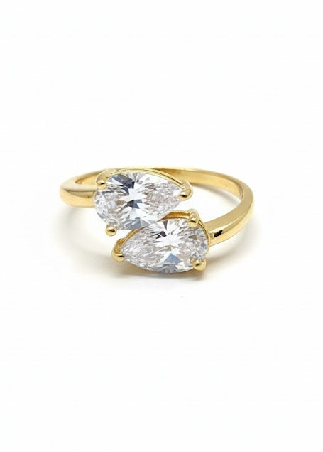 Anel Duas Gotas Cristal