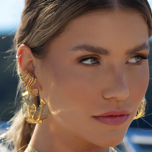 Piercing Maxi Linhas Duplo Liso Dourado