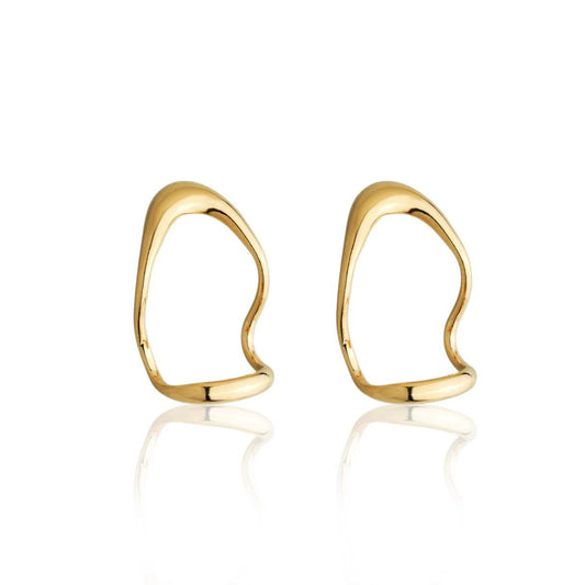 Brinco Ear Cuff Oval Liso Dourado