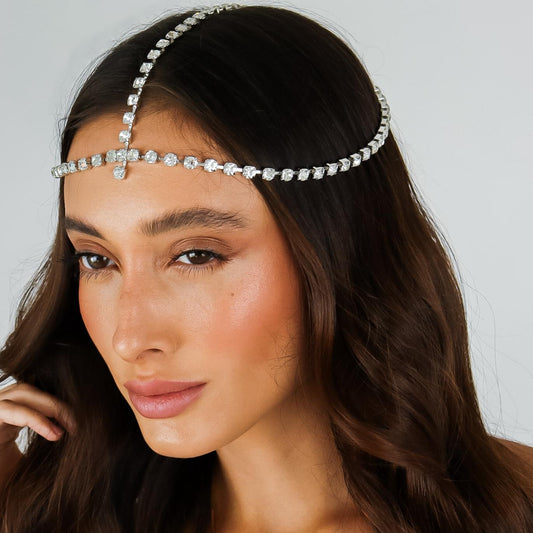 HeadPiece Cravejado Maior Prateado