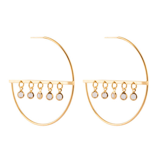 Brinco Argola Fina com Cristais Dourado