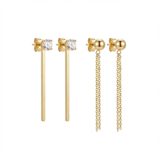 Dupla de Brincos Dourados — Barra & Corrente