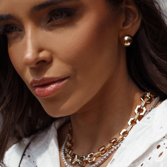 Brinco Esfera Lisa G Dourado/Prateado