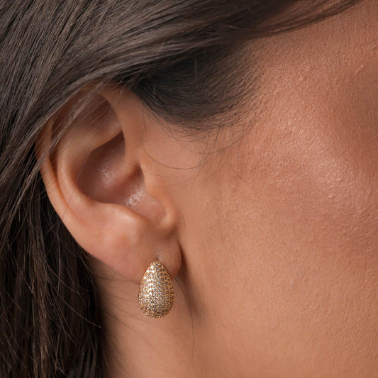 Brinco Gota Cravejada Dourado