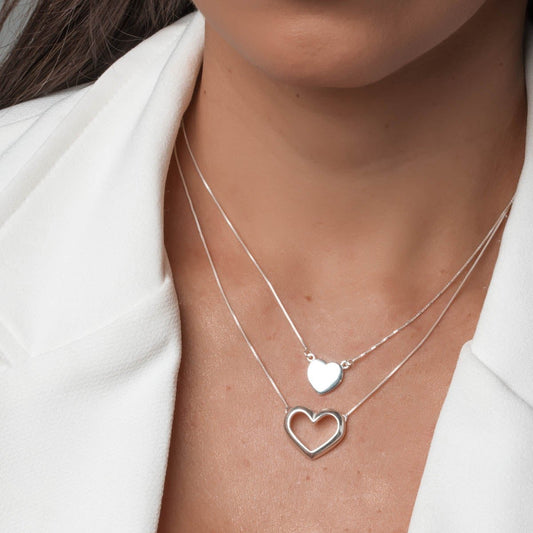Colar Coração Vazado Prata 925