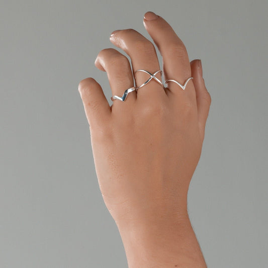 Anel X Liso Prata 925