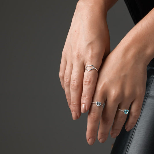 Anel Coração Liso Prata 925