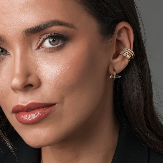 Brinco Argola Pedra Natural Dourado