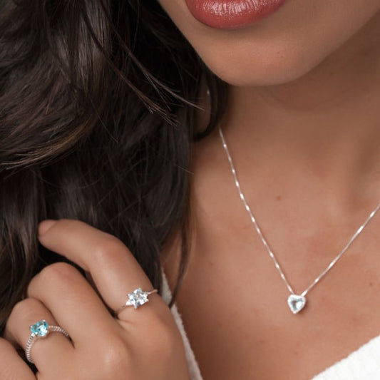 Anel Quadrado Cristal Prata 925