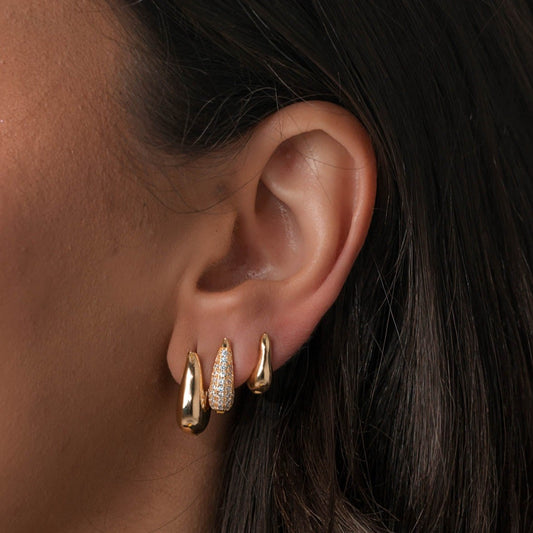 Brinco Trio Argolas Pé Alto Dourado