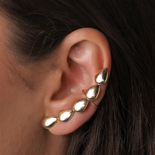 Brinco Ear Cuff Gotas Dourado