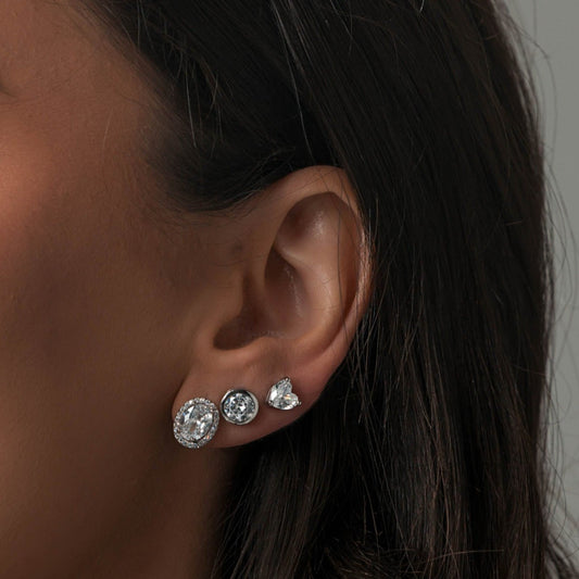 Brinco Trio Cravejado Prateado