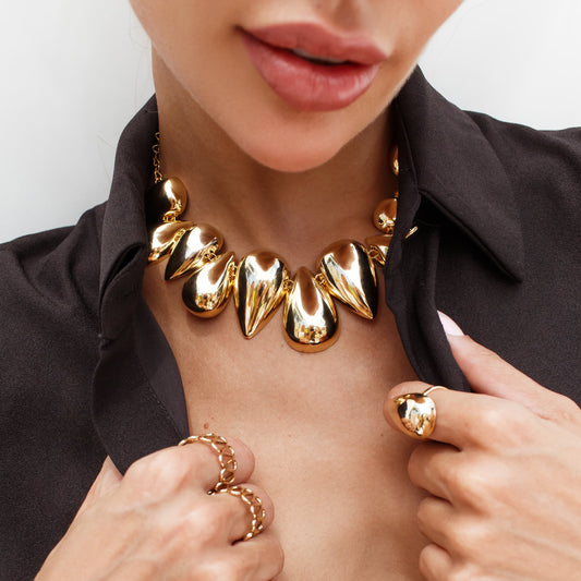 Colar Maxi Gotas Lisas Dourado