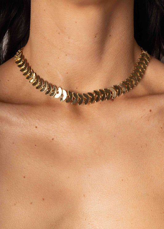 Colar Folhas Lisas P Dourado