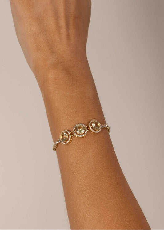 Pulseira Dourada com Cristais Redondos