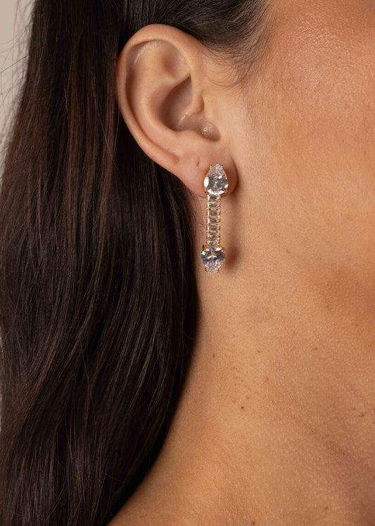 Brinco Alongado com Gotas Cristal