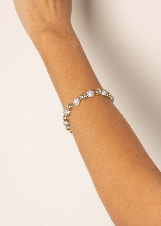 Pulseira Esferas Douradas e Cravejadas Secreto
