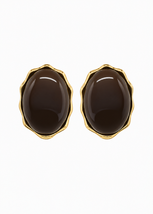 Brinco Oval Marrom