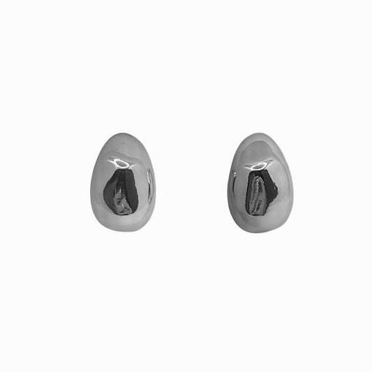 Brinco Oval Orgânico Prateado