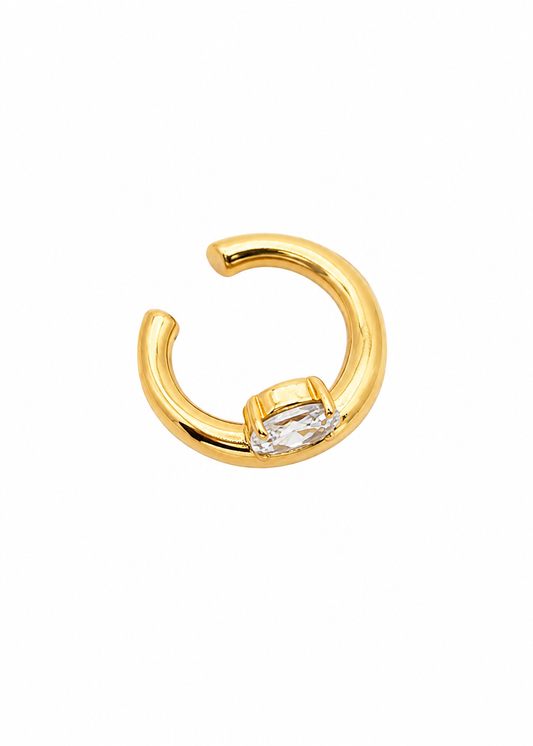 Piercing Fake Dourado com Zircônia Oval