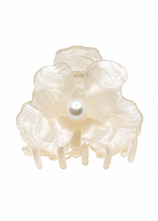 Piranha de Cabelo Maxi Flor Creme com Pérola Nat Mosca