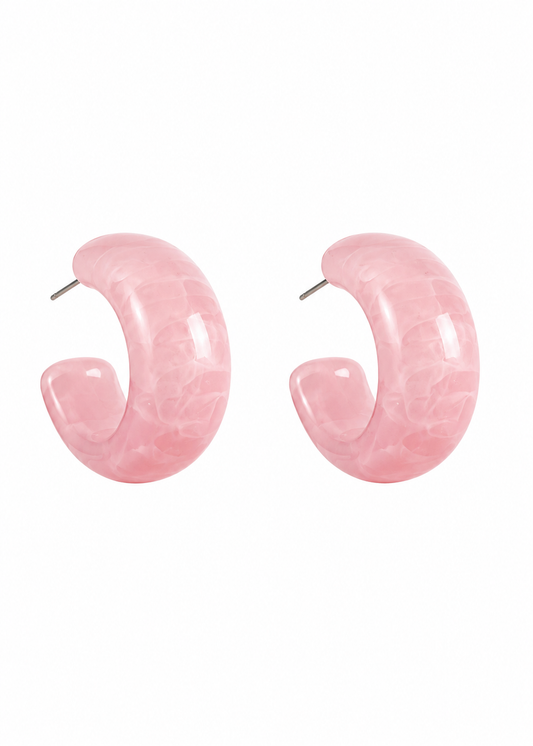 Argola Resina Rosa