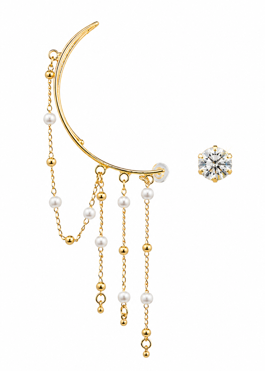 Brinco Ear Cuff Pérolas Dourado ATACADO