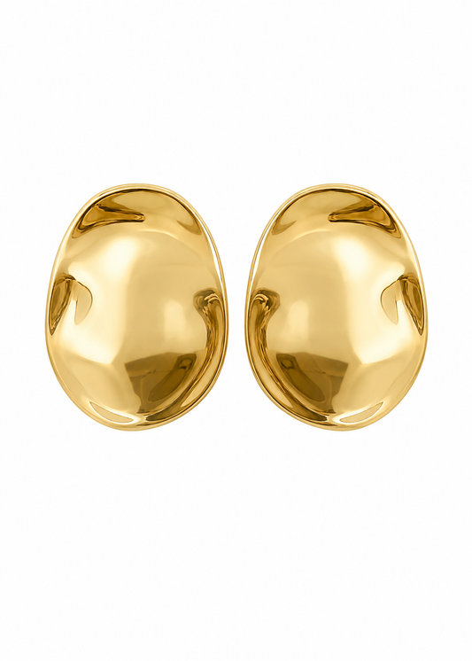Brinco Oval Orgânico Dourado ATACADO