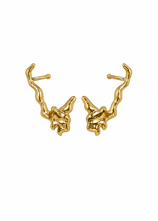 Brinco Ear Cuff Martelado Dourado
