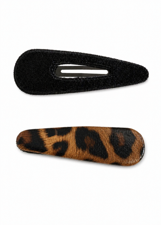 Dupla de Presilhas Veludo e Animal Print
