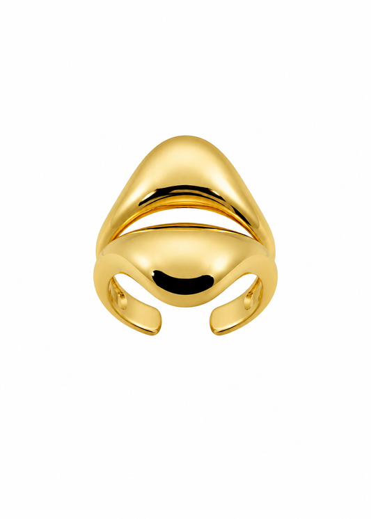 Anel Duplo Triangular Dourado