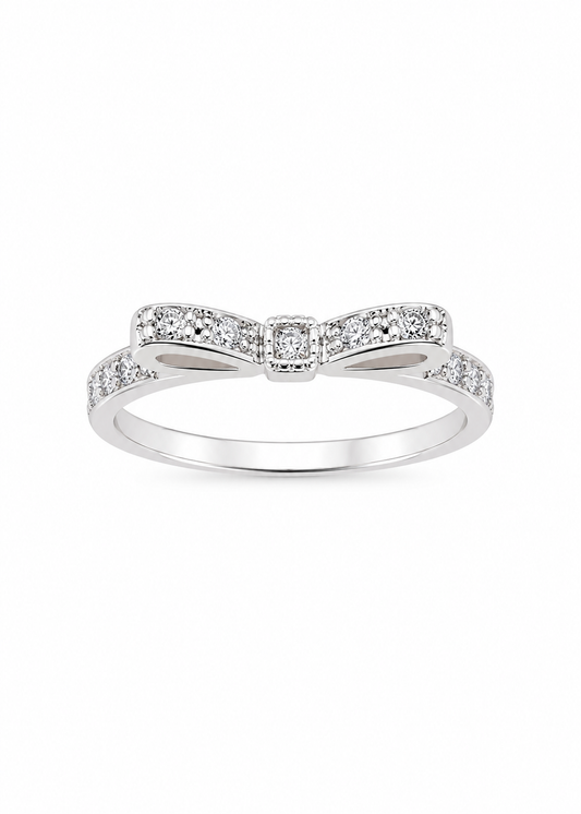 Anel Prata 925 Laço com Zircônias