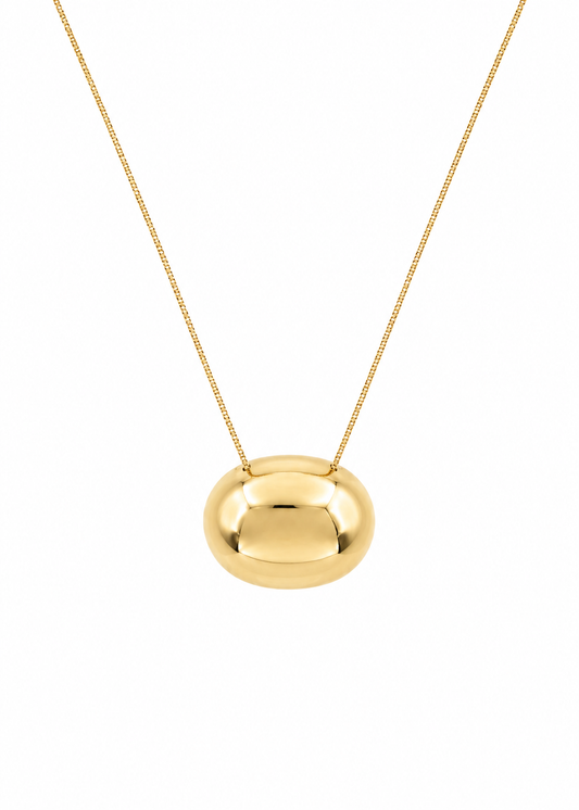 Colar Dourado Pingente Oval