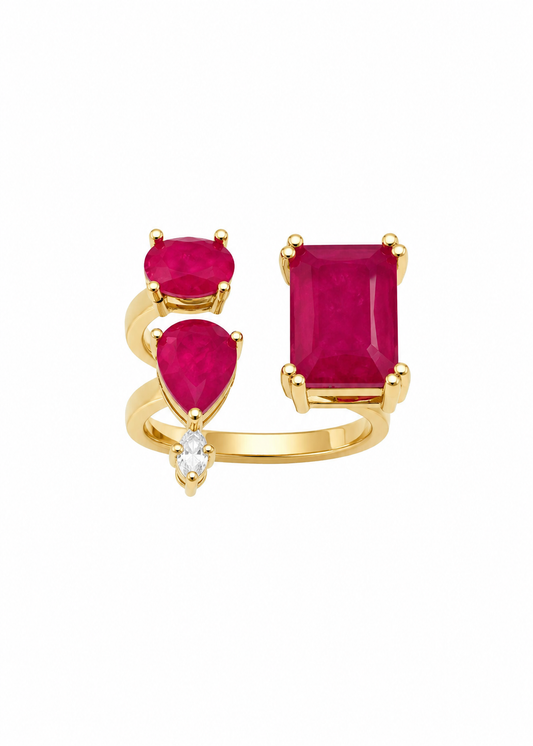 Conjunto Anel e Brinco Oval Rubi