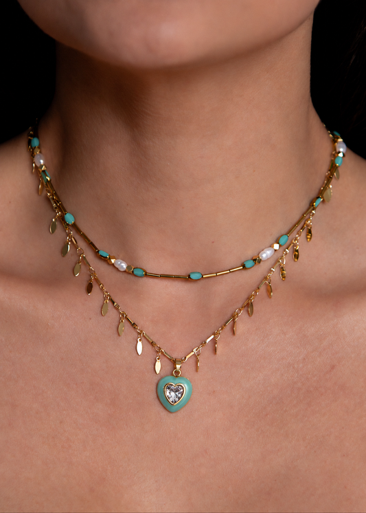 Conjunto de Colares com Turquesa