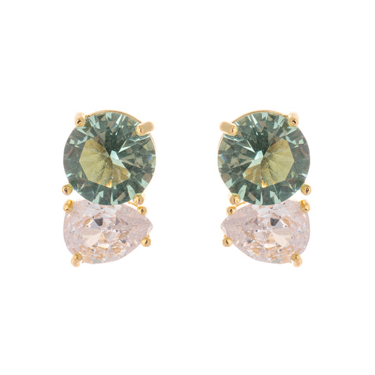 Brinco Redondo Colorido com Gota Cristal Dourado