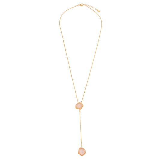 Colar Gravatinha Pedra Natural Dourado