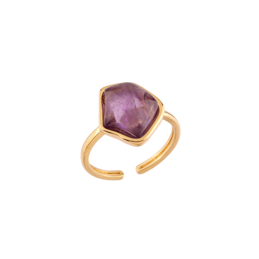 Anel Orgânico com Pedra Natural Dourado