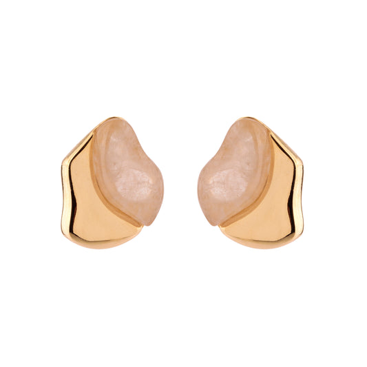 Brinco Detalhe Orgânico Pedra Natural Dourado