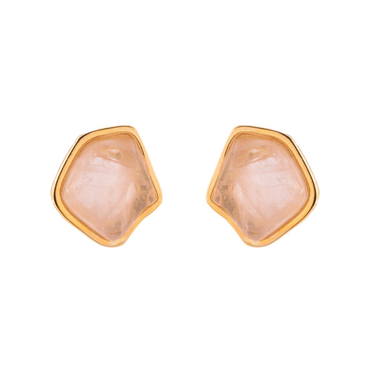 Brinco Orgânico Pedra Natural Dourado