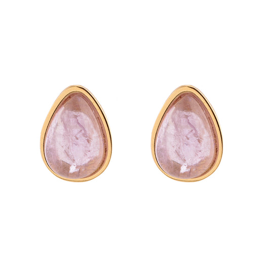 Brinco Gota Pedra Natural Dourado