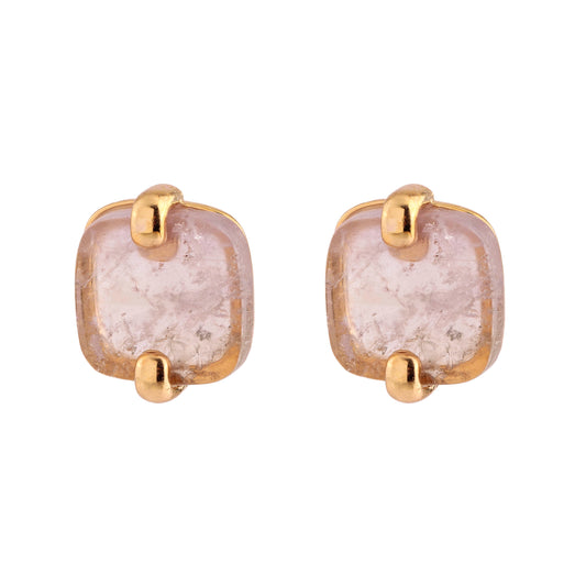 Brinco Quadrado Pedra Natural Dourado